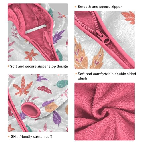 OTVEE Autumn Colorful Leaves Kids Hoodie Jacket Fall Spring Full Zip Warm Outwear Coat3