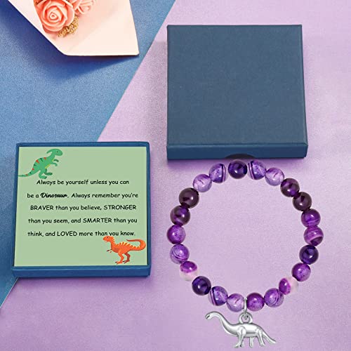 Partner Dinosaur Lover Gift Dinosaur Spirit Animal Gift Dinosaur Bracelet Dinosaur Charm Jewelry Inspiration Gift For Friend (Purple) #TOP4