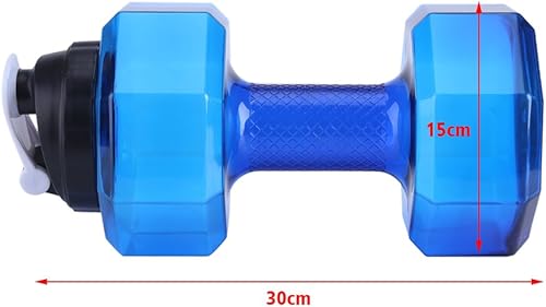 Miniatura 9 de LAVEN - Botella de agua deportiva con forma de mancuerna de gran capacidad de 2.2 L, taza de entrenamiento para gimnasio y fitness, con tapa a