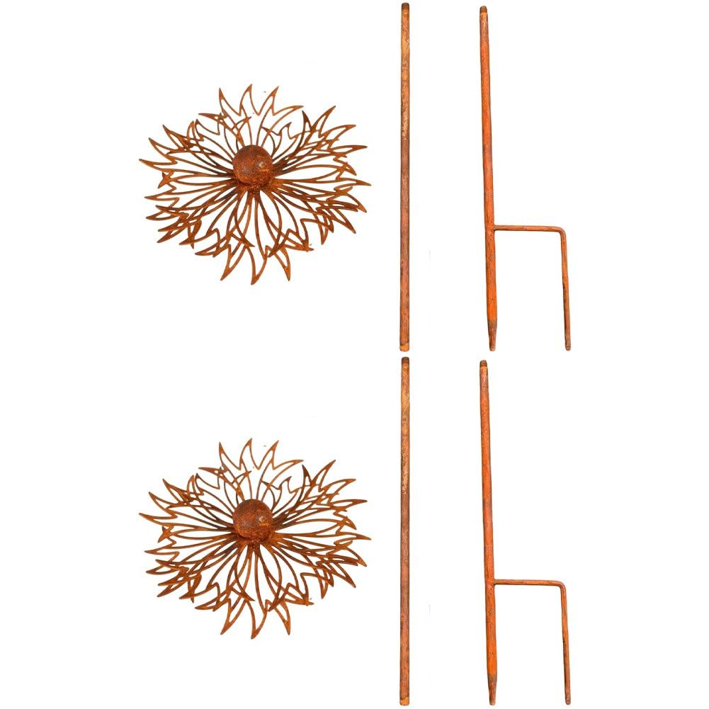 Ymxygz Rustic Metal Cornflower Stake, Decorative Garden Art Rust Finish Iron Lawn Ornament Garden Yard Stakes Decorations