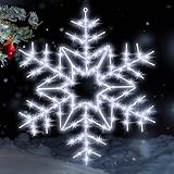 Tuanse 24" Folding Christmas Snowflake Lights with Remote Control 150 LED Outdoor Hanging Light up Snowflakes Decor for Xmas Tree Window Yard Garden Porch Party Decoration (White)