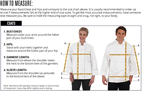 Men’s Traditional Chef Coat with Knotted Cloth Buttons (XS-3X, 3 Colors) (X-Large, Black) - Thumbnail 2