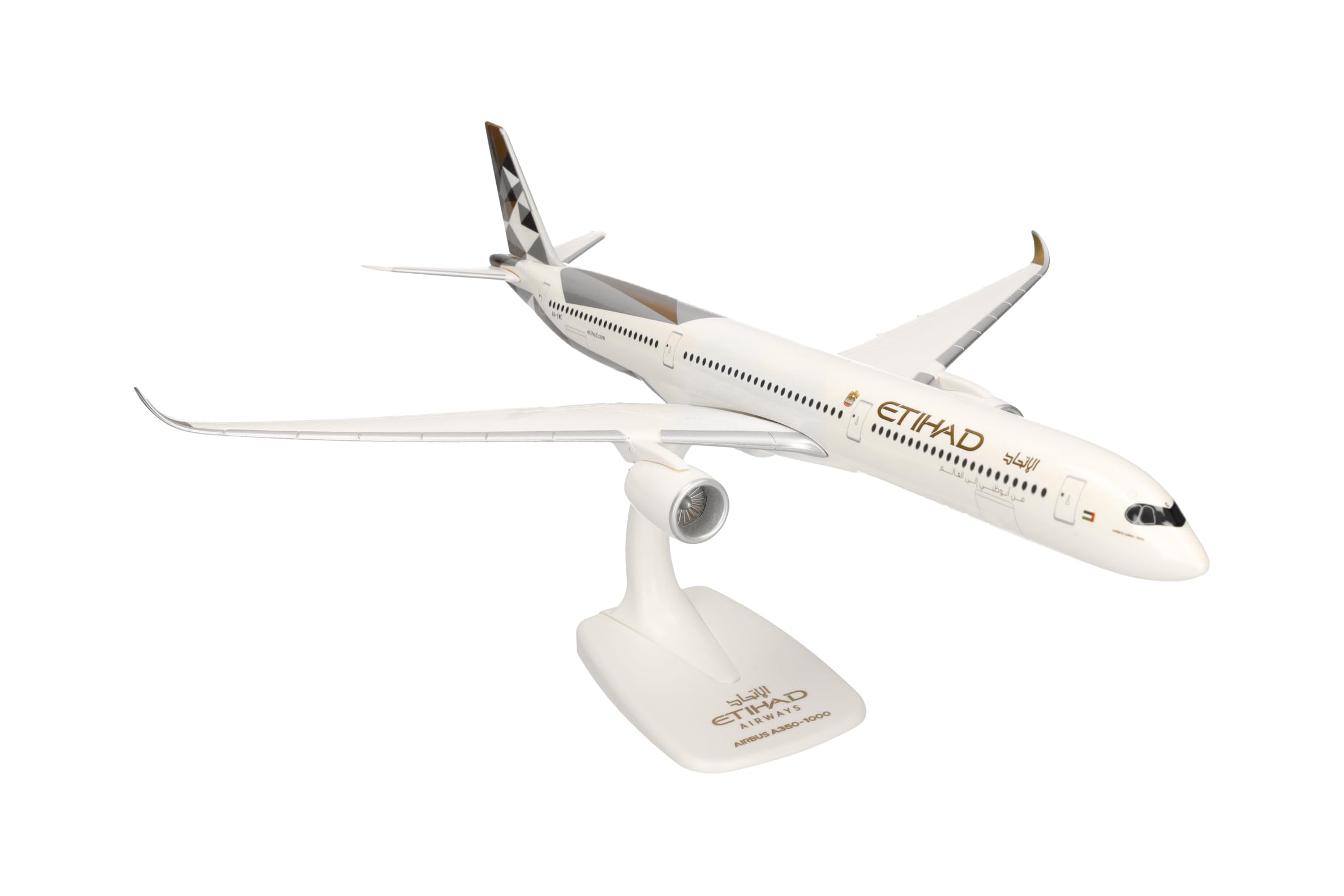 Herpa Maquette Avion Etihad Airways Airbus A350-1000 - A6-XWC, echelle 1/200, Snap-fit Model, pièce de Collection, d'avion avec Support, Figurine Plastique