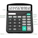 Calculator, Splaks 2 Pack Standard Functional Desktop Calculators Solar and AA Battery Dual Power Electronic Office Calculators with 12-Digit Large Display (1 Basic Black&1 Updated Silver) - Image 3