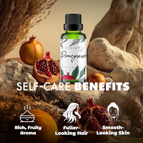 Image of Esslux Pomegranate Essential Oil: 100% Pure and Natural - Therapeutic Grade Indian Pomegranate Aromatherapy Oil - Ideal for Skin and Hair Care - 10 ML
