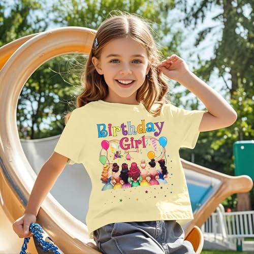 Image of Birthday Girl Shirt Kids Birthday Princess T-Shirt Toddler Girls Birthday Party Tee Cute Birthday Family Tee Tops