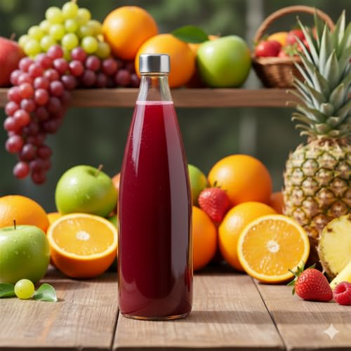 Image of Glassbunny Glass Water Bottle 750 ml with Stainless Steel Lid | Leak Proof Airtight Transparent Drinking Bottle for Juice, Smoothie & Infused Drinks | Reusable Fridge Kitchen Travel Bottle | Pack of 2