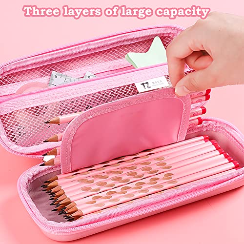 Image of 3D Rabbit Pencil Case for Kids Girls, Waterproof Pencil Box with Compartments Pen Pouch (Pink)