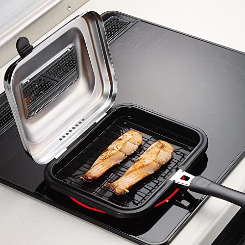 Image of Pearl Metal HB-6041 Fish Roaster with Glass Window, Induction Heating Compatible, Hot Grill