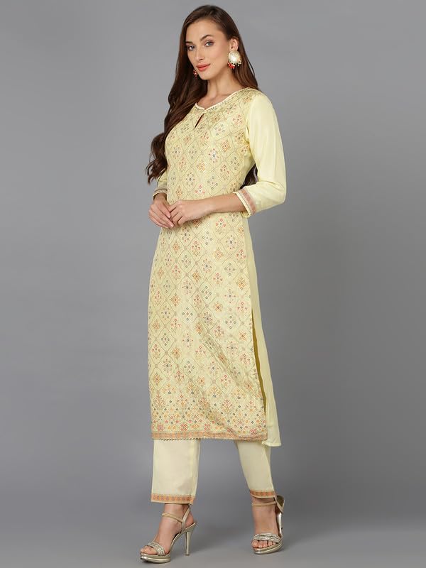 Image of Vaamsi Women's Silk Blend Abstract Woven Design Straight Kurta Pant With Dupatta