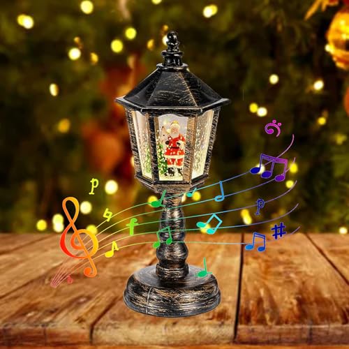 Weihnachts Schneekugel Laterne mit Musik, Weihnachtsdekoration LED...