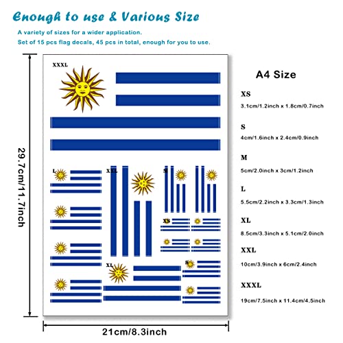 Image of QQSD Uruguay Flag Sticker Uruguayan Decal in Multiple Sizes, 3 Pack, 11.7 x 8.3 Inches