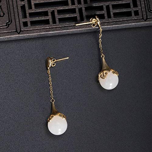 Boucles d'oreilles s925 en argent fin et boule de néphrite - 6