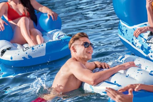 Image of Bestway CoolerZ Tropical Breeze III Inflatable 8-Person Floating Island with UV Sun Shade and Connecting Lounge Rafts
