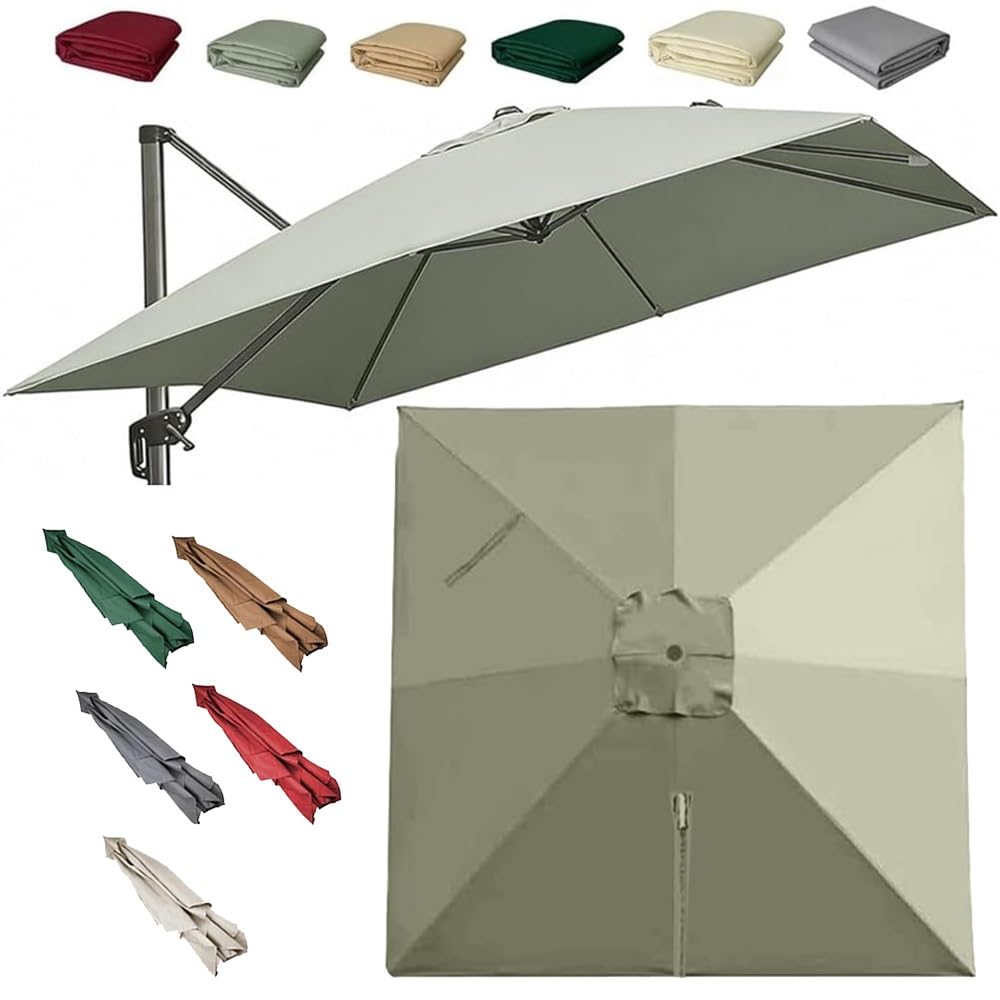 LRZPTDYU Outdoor Patio Umbrella Canopy 10x10ft Waterproof Square Replacement For Pool Backyard Market Cantilever