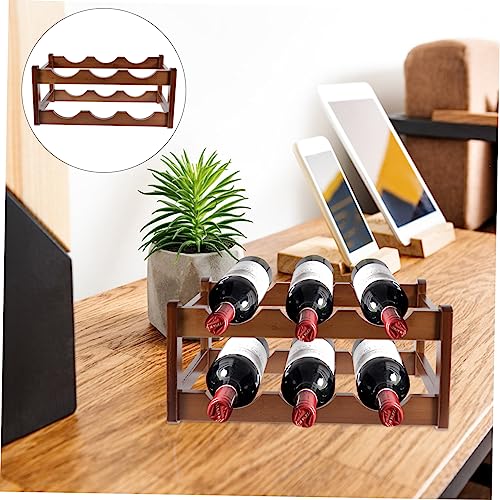 Soporte de madera para botellas de vino para mesa miniatura 6