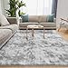 Puremy 8x10 Area Rugs for Living Room, Ultra Soft Fluffy Rugs for Bedroom, Anti-Skid High Pile Indoor Carpet for Nursery, Study Room, Playroom, Home Decoration, Tie-Dyed Light Grey