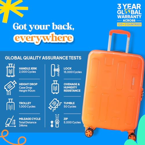 Image of American Tourister Ivy 2.0 | Small Size Cabin Trolley Bag (55 cm) | 360 8 Wheel Travel Luggage | Hard Case Polypropylene (PP) Suitcase | Combination Lock | Tan Orange