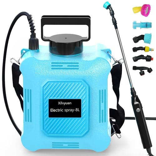 Battery Powered Sprayer 2 Gallon Garden Sprayer Advance Electric Sprayer with 2 Adjustable Speed 6 Mist Nozzles USB Rechargeable with for Yard Lawn Garden (Sprayer-2 Gallon)