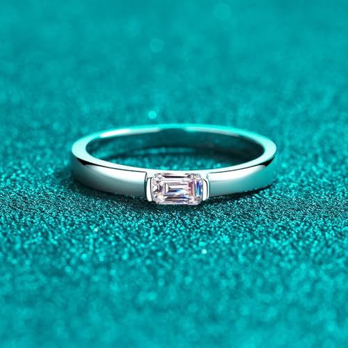 Bague argent 925 moissanite émeraude anti ternissement