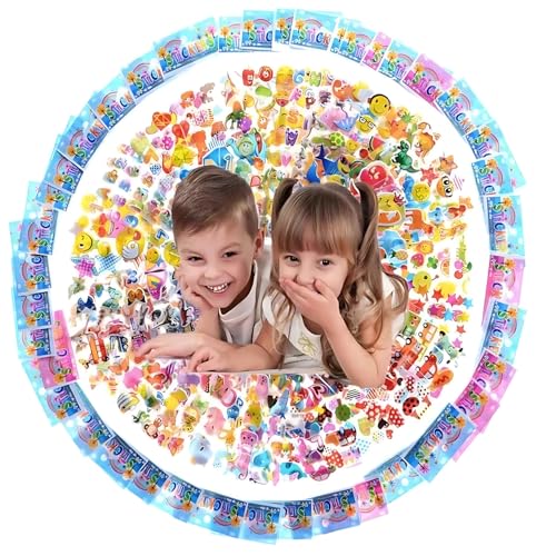 Image of Cartoon Puff 3D Stickers for Kids (20 Sheets) - Cute & Funny Removable PVC Stickers for Kids, Boys, Girls - Easy Peel, Unisex Birthday Return Gift, Party Favor (8.3 in X 3 in)