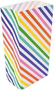 Papershop Colourful Stripey Party Bags/Goody Bags/Gift Bags - Rainbow Stripes (5 bags)