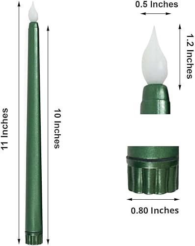 Miniatura 3 de Efavormart - Paquete de 3 velas LED cónicas sin llama de 11 pulgadas color verde esmeralda cazador