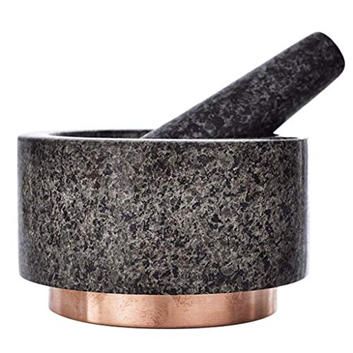 SBCGFY Mortero y Maja de latón Dorado Rosa Molinillo de mármol Mármol para moler Especias Paquete de Cobre para moler Especias Raíces de Hierba Mortero y Maja