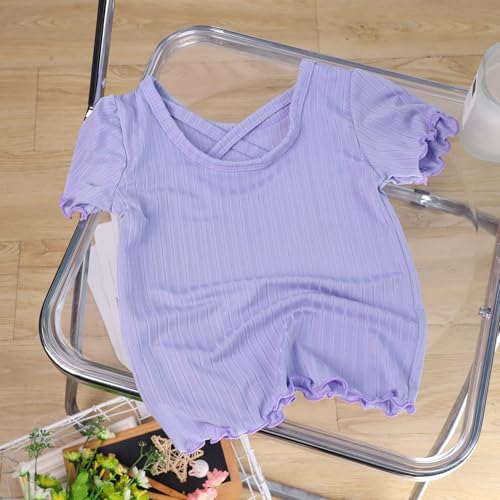 sfdgfhyf Girls Tops Short Sleeve T Shirts Spring Summer Autumn Children Comfort Tops Casual Short Sleeve T2
