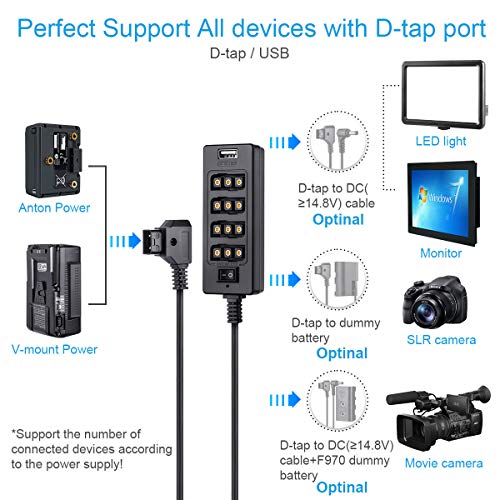 Fomito-Dtap-Splitter-Cable-with-Power-Switch-D-tap-for-V-Mount-V-Lock-Gold-Mount-Battery-to-3P-x-4-Female-Port-for-LCD-Monitor-LED-Video-Light-BMPCC-4K-6K-and-ARRI-RED-Camera
