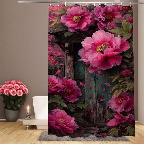 Rideau douche 120x180cm lavable polyester pivoine résistant