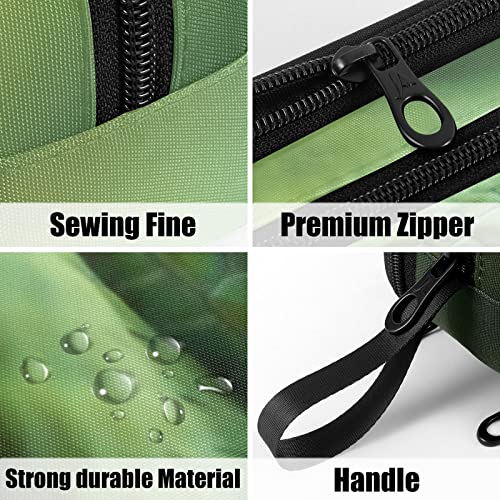 Image of Fustylead Green Snake Large Pencil Case, Minimalist Portable Stationery Bag Cosmetics Bag with Handle for Middle High College School Office Travel