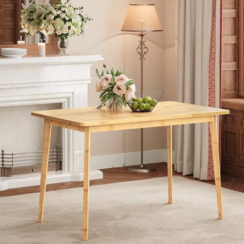 HOOBRO Dining Table, Bamboo Dining Room Table for 4-6, 47.2