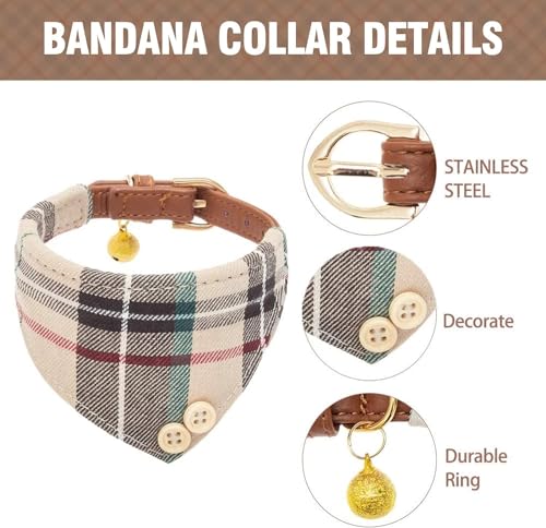 KOOLTAIL Small Dog Collar and Leash Set with Bowtie and Bells – Puppy Collar and Leash for Female with Classic Plaid Matching Pattern, Soft Leather Tangle Free Leashes for Small Dogs Boys Girls,Beige KOOLTAIL Small Dog Collar and Leash Set with Bowtie and Bells – Puppy Collar and Leash for Female with Classic Plaid Matching Pattern, Soft Leather Tangle Free Leashes for Small Dogs Boys Girls,Beige