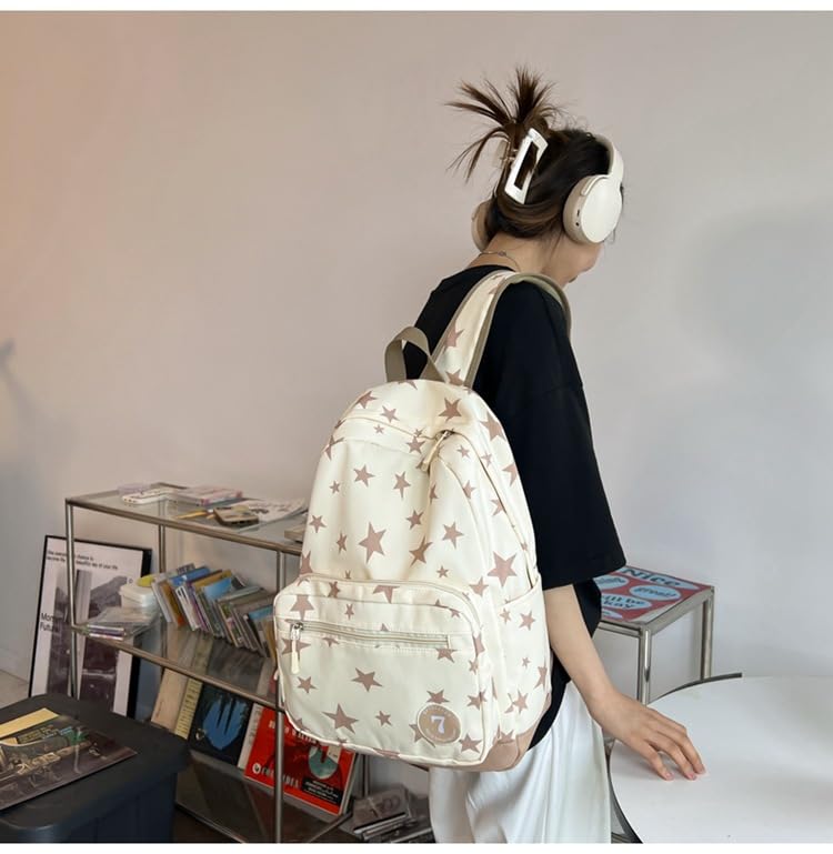 Y2k Backpack Star Backpack Preppy Backpack Cute Backpack Aesthetic Backpack Korean Y2k Accessories Back to College (white)2