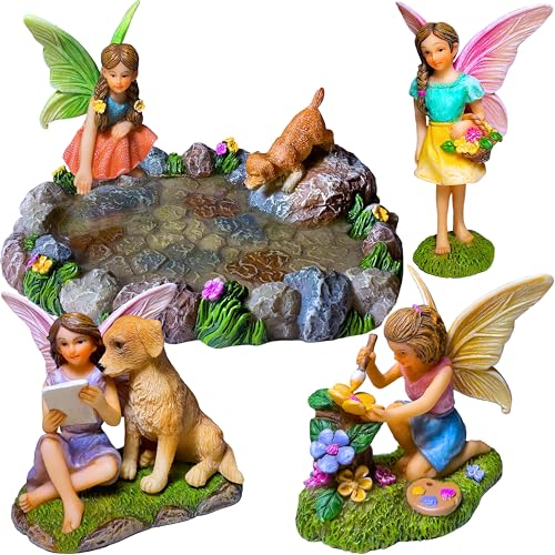 Mood Lab Fairy Garden Miniature Pond Kit - Figurines & Accessories Set of 5 pcs - Outdoor or House Decor