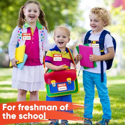 Image of 256 Pcs Name Tags Sticker 3 inchx2.5 inch Hello My Name is Stickers, Orange-red Name Labels Adhesive Identification Name Badges for School, Office, Meeting, Family Parties, Mailing