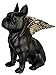 Pommerntraum ® | Dekorationsfigur Französische Bulldogge Bulli Hund Teufel mit goldenen Flügeln (schwarz)