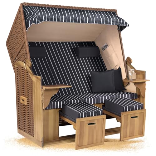 Strandkorb Hanse Ostsee XXL 2,5 Sitzer Volllieger Natur Beige 150cm...