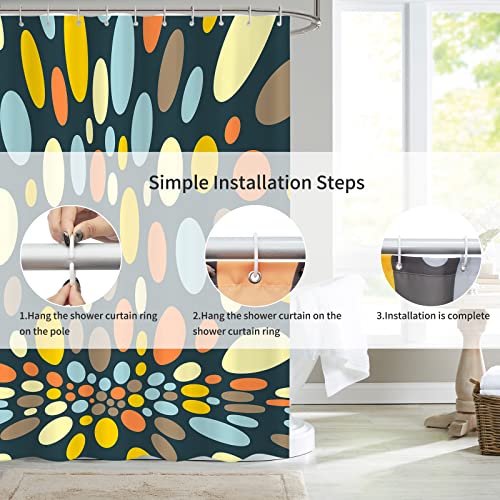 Ohshining Shower Curtain Funny Shower Curtains For Bathroom Abstract Colorful Polka Dot Fabric Bath Curtain Neon Modern Kaleidoscope Irregular Circles Boho Shower Curtain Set For Hotel 72X72,Beige #TOP4