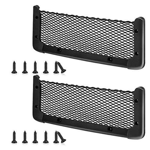 Sac de rangement voiture en ABS 35x13cm lot de 2 filet en maille avec vis de fixation noire