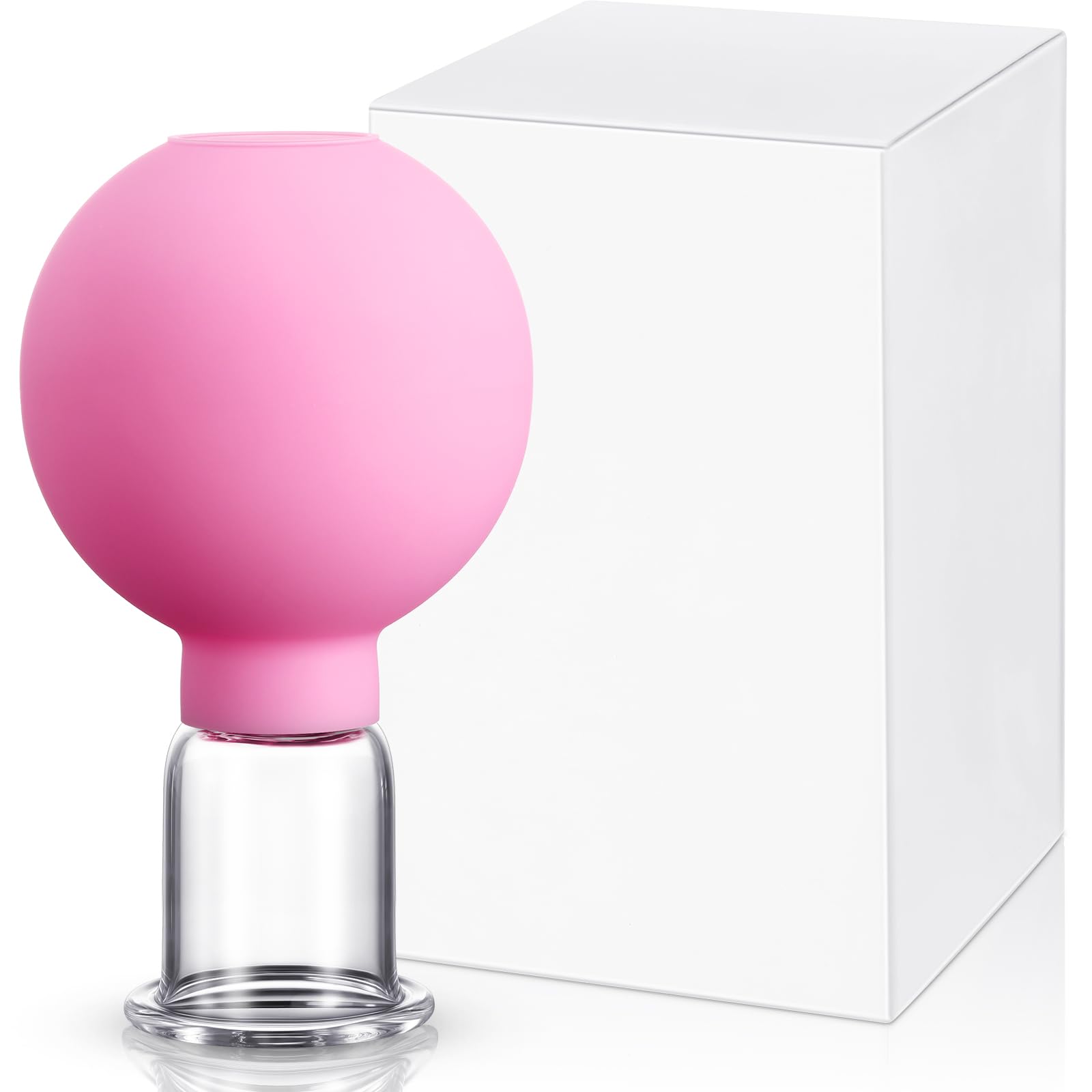 Nuanchu Facial Cupping Cup Glass Face Cup Silicone Cupping Massage Vacuum Suction Mug for Body Face Leg Arm Back Shoulder Muscle and Joint Pain(Pink,0.80 Inch Diameter)