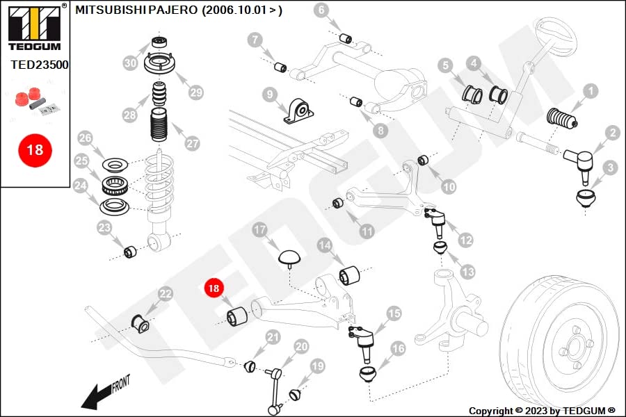 Coussinet De Bras De Contrôle TEDGUM - Polyuréthane - Pour Véhicules (Lot Gauche/droit