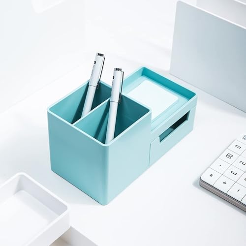 Miniatura 5 de Organizador de almacenamiento de escritorio, organizador multifuncional para lápices, organizador de escritorio de oficina con cajón, para