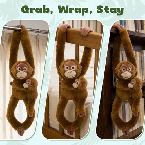 Tezituor 17.7" Hanging Monkey Stuffed Animal with Baby, Long Arm Monkey Plush Toy Set, Cute Mother and Baby Monkey Toys for Kids, Nursery Decor, Birthday Gifts for Boys Girls by Tezituor - Used condition - Image 6