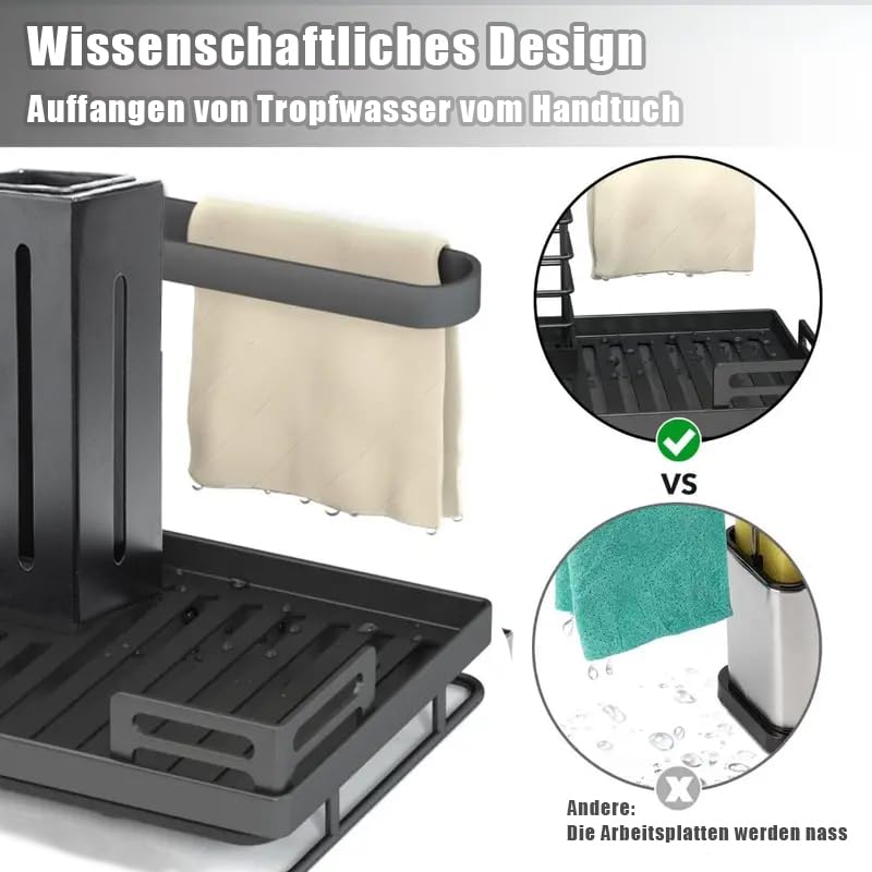 VAIGU Spülen Organizer Mit Ablauf - Spültuchhalter & Aufbewahrungsbox