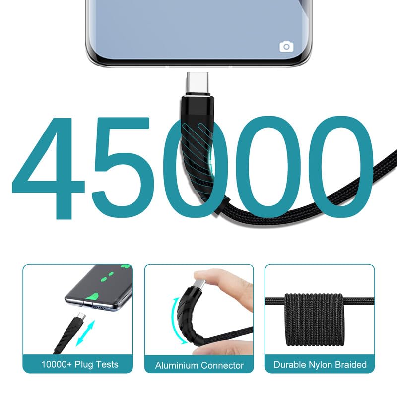 Miniatura 4 de Cable USB C a USB C de 60 W, paquete de 2 cables de carga USB C de 10 pies, cable de carga rápida USB-C trenzado para iPhone