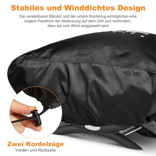 Ezilif Grillabdeckung für Weber Q100/Q1000/Q120/Q1200/Q1400, Grill Abdeckung 600D Oxford Gewebe Tisch Gasgrill Abdeckung Wetterfest für Enders URBAN, Explorer, Grillhaube Elektrogrill 70x45x32cm