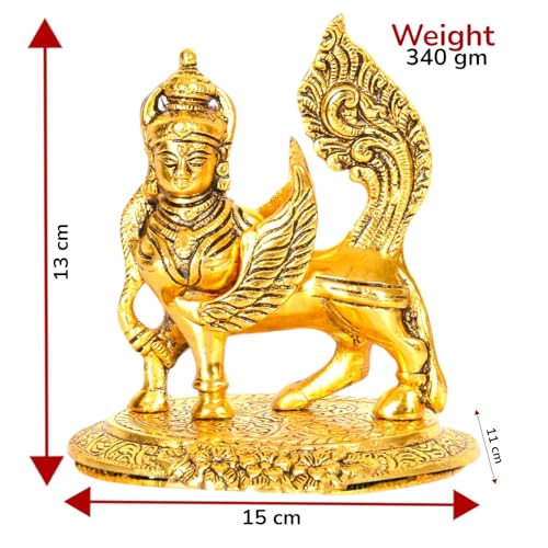 Image of KridayKraft kamdhenu nandani Cow Table Decorative Statue Gold Plated Statue for Good Luck Feng Shui & Vastu Showpiece As Table Top Religious Idol Gau MATA