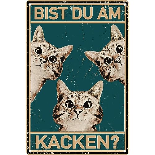 Katze Metallschild Badezimmer Blechschild-Bist du am kacken